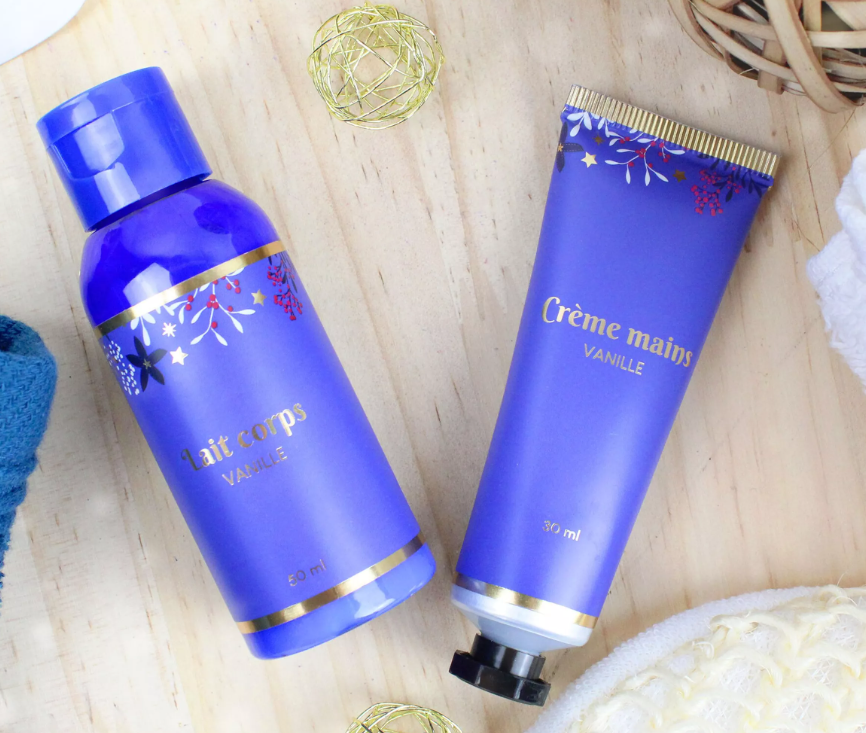 Coffret Boule de Noël Cosmétiques – Lait Corps, Crème Mains, Baume & Vernis | Parfum Vanille